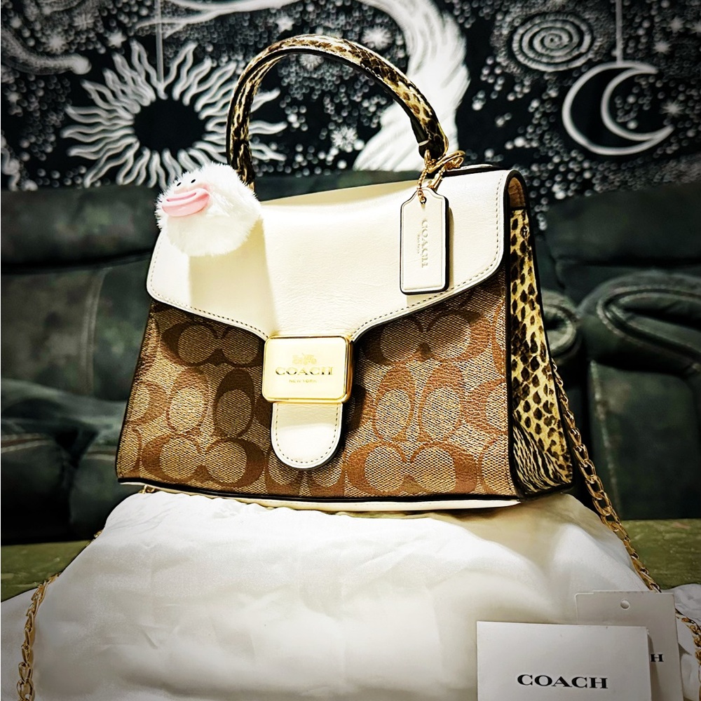 Coach Leopard and White Satchel - Picture 6 of 17
